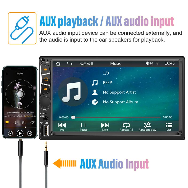 7052 dual-spindle din 7inch car mp5 player full touch screen car multimedia radio stereo video dvd player