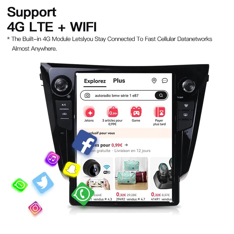 12.1" For Nissan X-Trail T32 2014 - 2017 Qashqai J11 For Tesla Style Screen Car Radio Multimedia Video Player Android Navigation