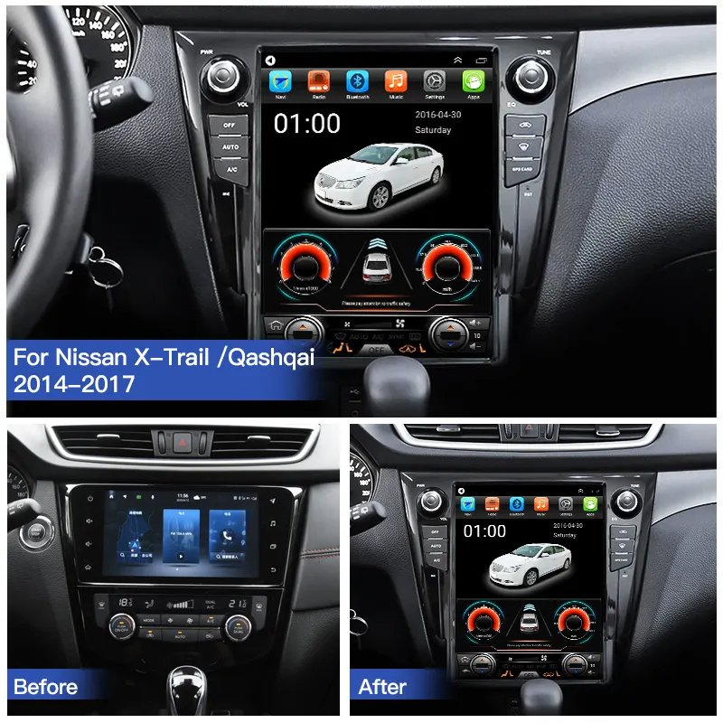 12.1" For Nissan X-Trail T32 2014 - 2017 Qashqai J11 For Tesla Style Screen Car Radio Multimedia Video Player Android Navigation