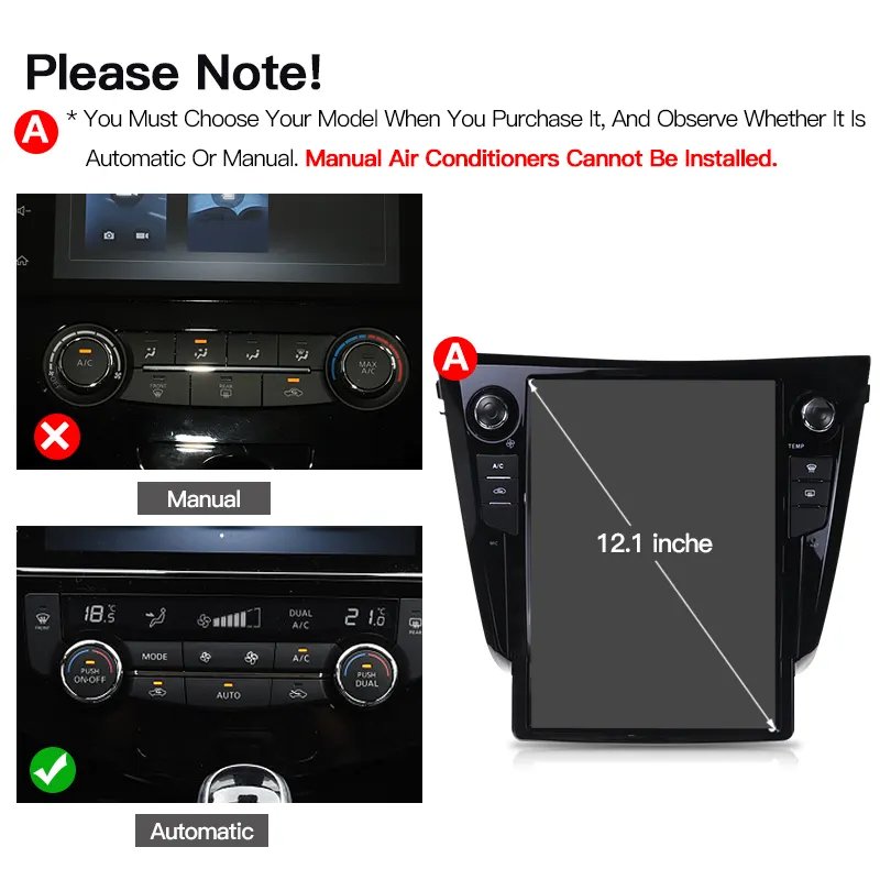 12.1" For Nissan X-Trail T32 2014 - 2017 Qashqai J11 For Tesla Style Screen Car Radio Multimedia Video Player Android Navigation