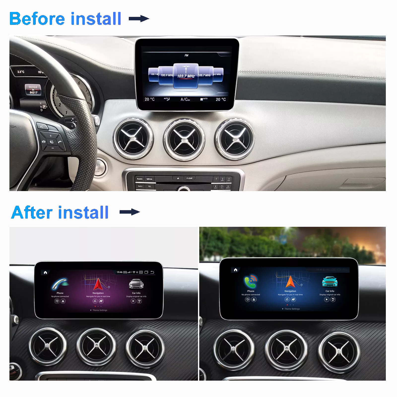 10.25inch big screen touch stereo wireless car-play& android auto For Mercedes Benz GLA CLA A Class W176/X156 2016-2018 NTG5.0