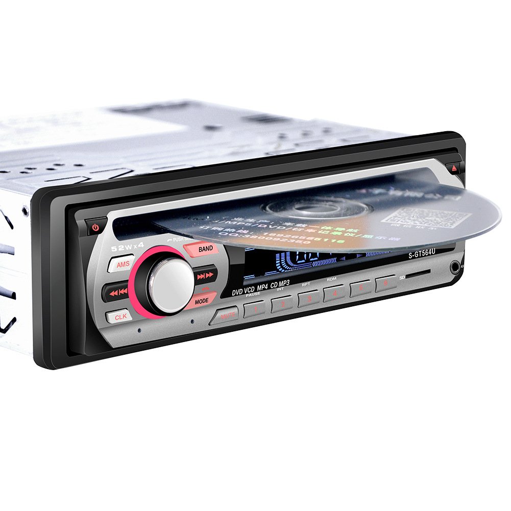 Single 1 Din Car DVD CD MP3 Player Audio Stereo USB/AUX/SD FM BT In-dash Radio