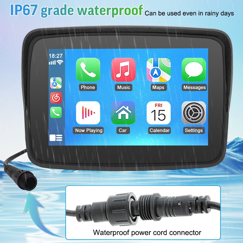 motorcycle navigations 5inch IPX7 waterproof portable wireless carplay android auto display for motorcycle