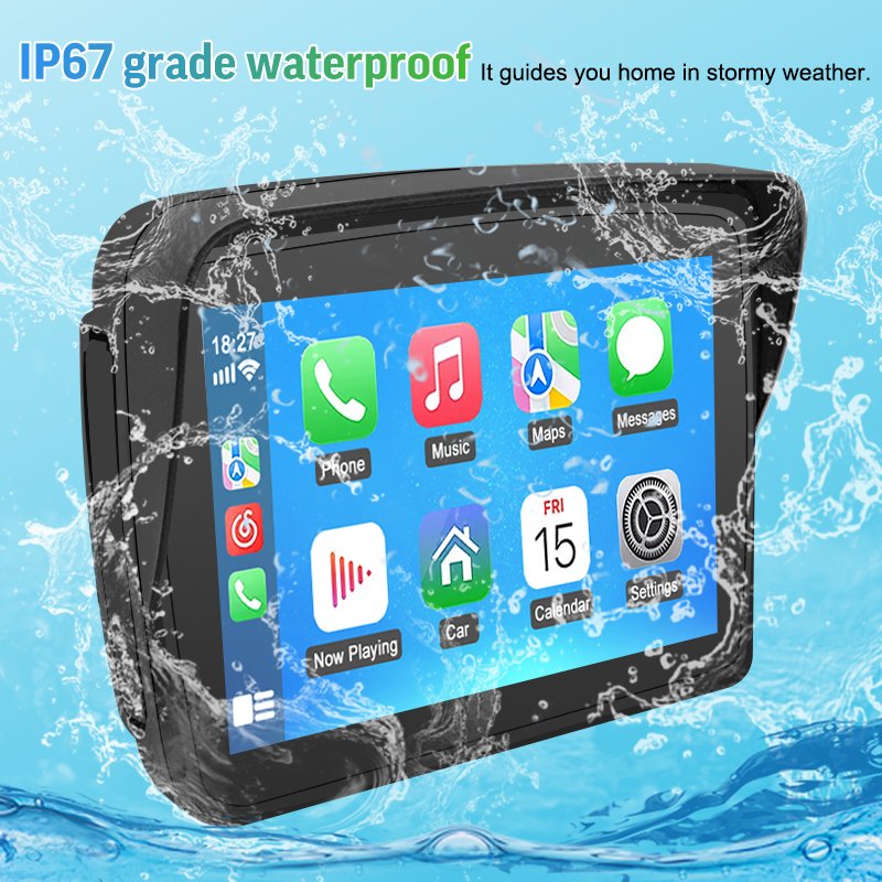 motorcycle navigations 5inch IPX7 waterproof portable wireless carplay android auto display for motorcycle