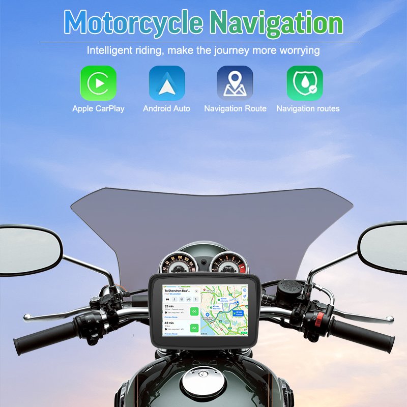 motorcycle navigations 5inch IPX7 waterproof portable wireless carplay android auto display for motorcycle