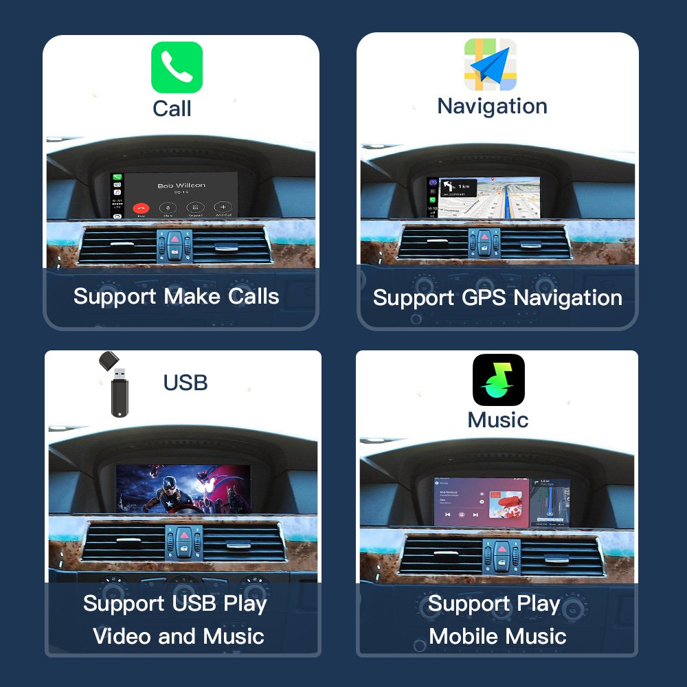 8.8 Inch radio navigation multimedia Screen Wireless Apple Carplay android auto For Bmw car 3 5 Series E60 E90 E92 ccc cic
