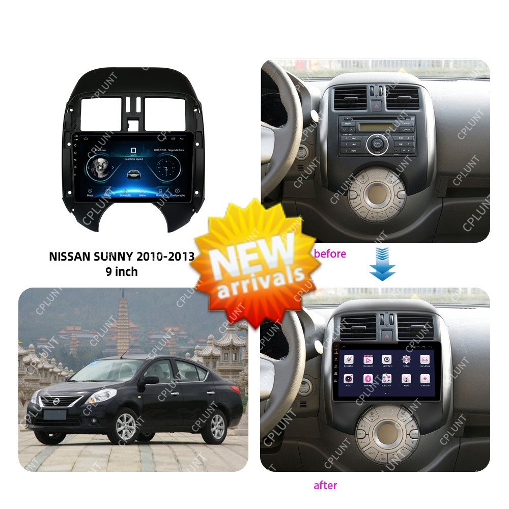 Car DVD Player Frame FOR NISSAN SUNNY 2010-2013 9INCH Touch screen Android radio Farme stereo