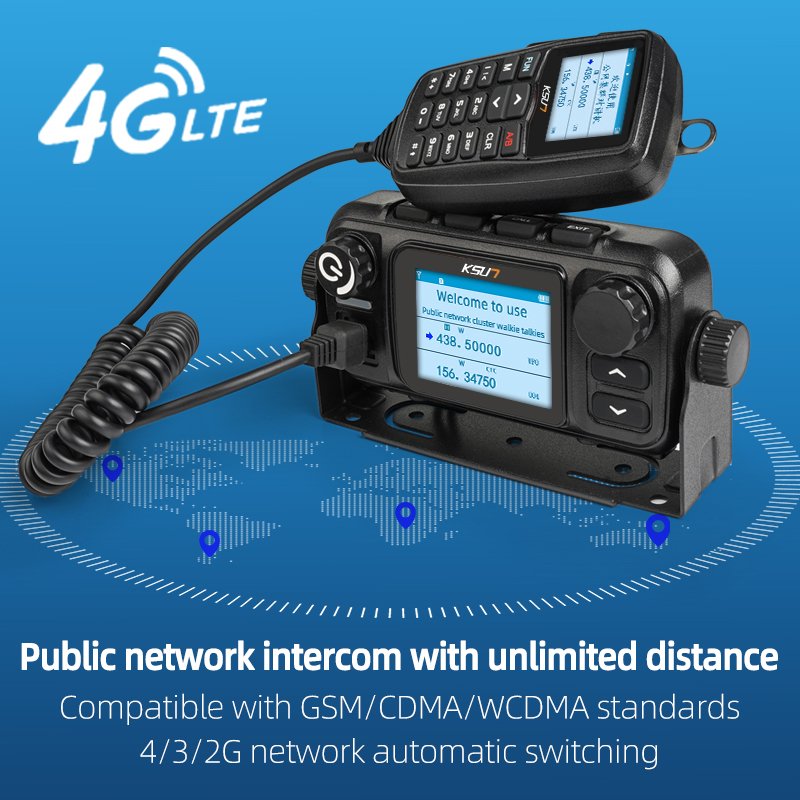 KSUN CT510 25W GPS Vehicle Radio Walkie Talkie VHF UHF Dual Band 4G POC Network Car Radio For Outdoor Self-driving