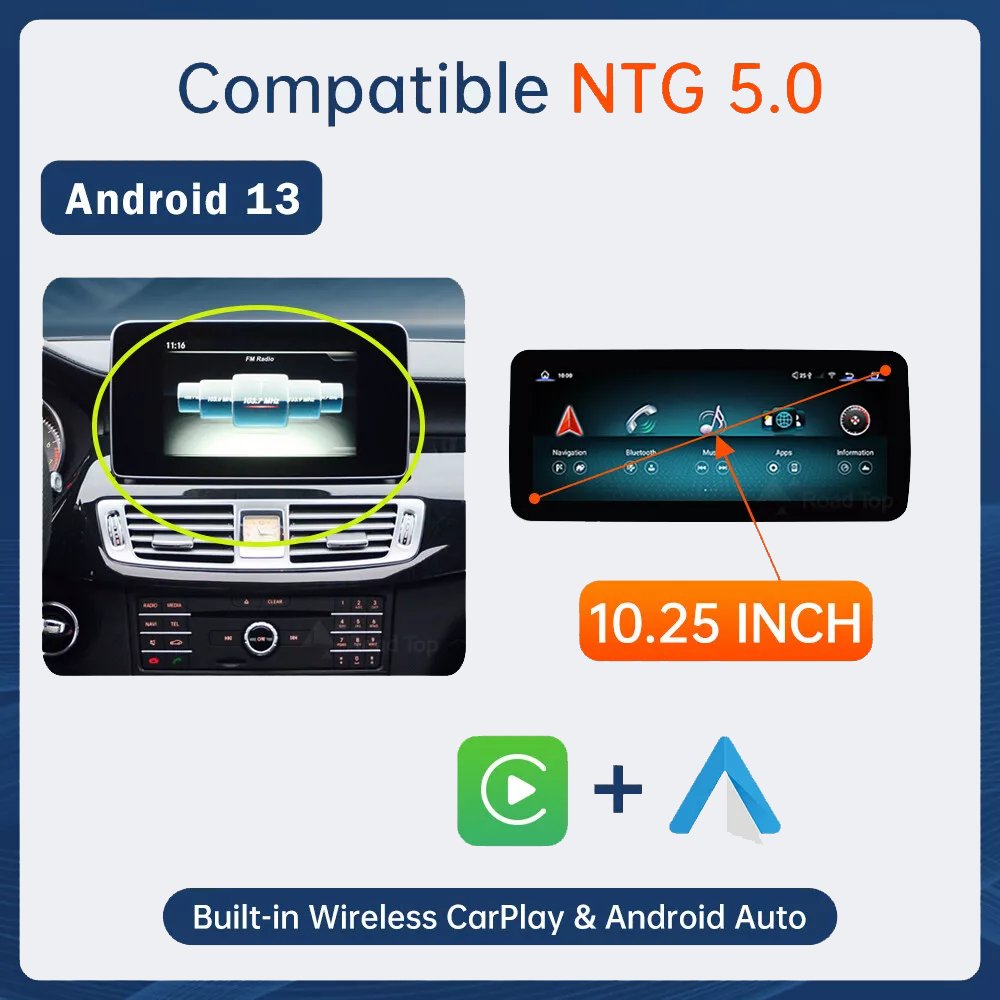 10.25" Android13 Car Head Unit GPS Navigation Android Auto Wireless Carplay WiFi for Mercedes Benz CLS W218 2015-2018 NTG5.0