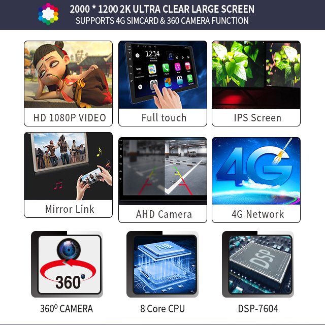 Flysonic 9 inch 2+32 4k Video Carplay Screen With 1280*720 Android Stereo Radio Stereo Android Car Radio Car DVD Player