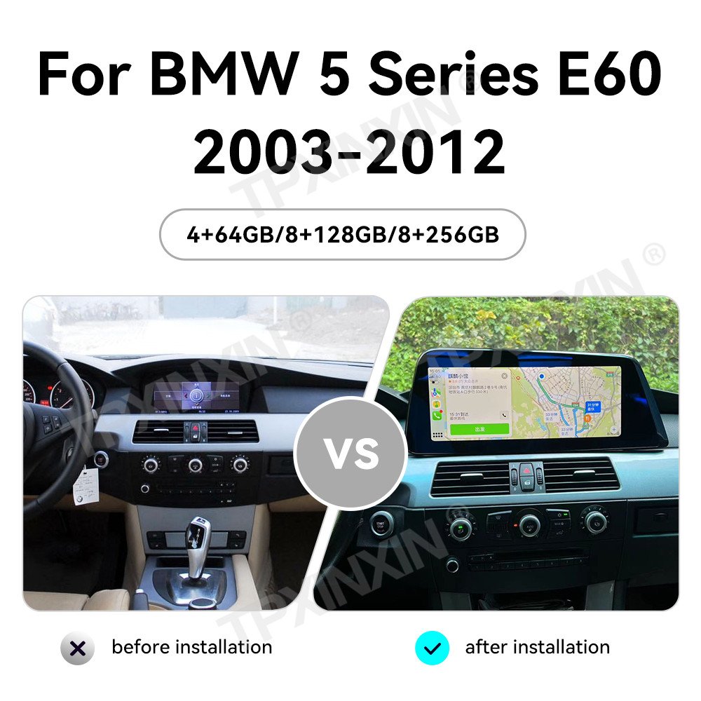 256G Android 13 2024 For BMW 5 Series E60 2003-2012 CIC CCC Multimedia Player Car GPS Navigation Auto Stereo Radio Tape Recorder