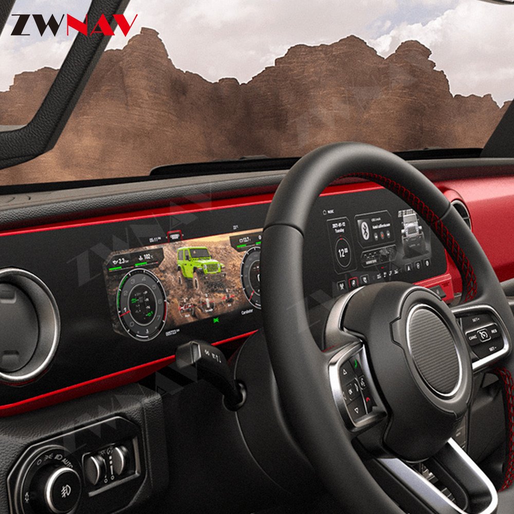 ZWNAV Dashboard Instrument Speed Meter Screen For Jeep Wrangler JL Gladiator 2018-2024 Digital Cluste Android Car Radio