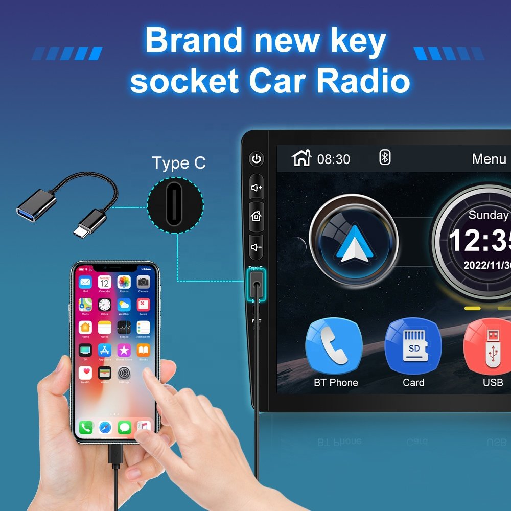 Jmance Factory 9inch Headunit FM AM Radio Wired Carplay Android Auto Stereo Universal 2 Din Car MP5 Player With Camera