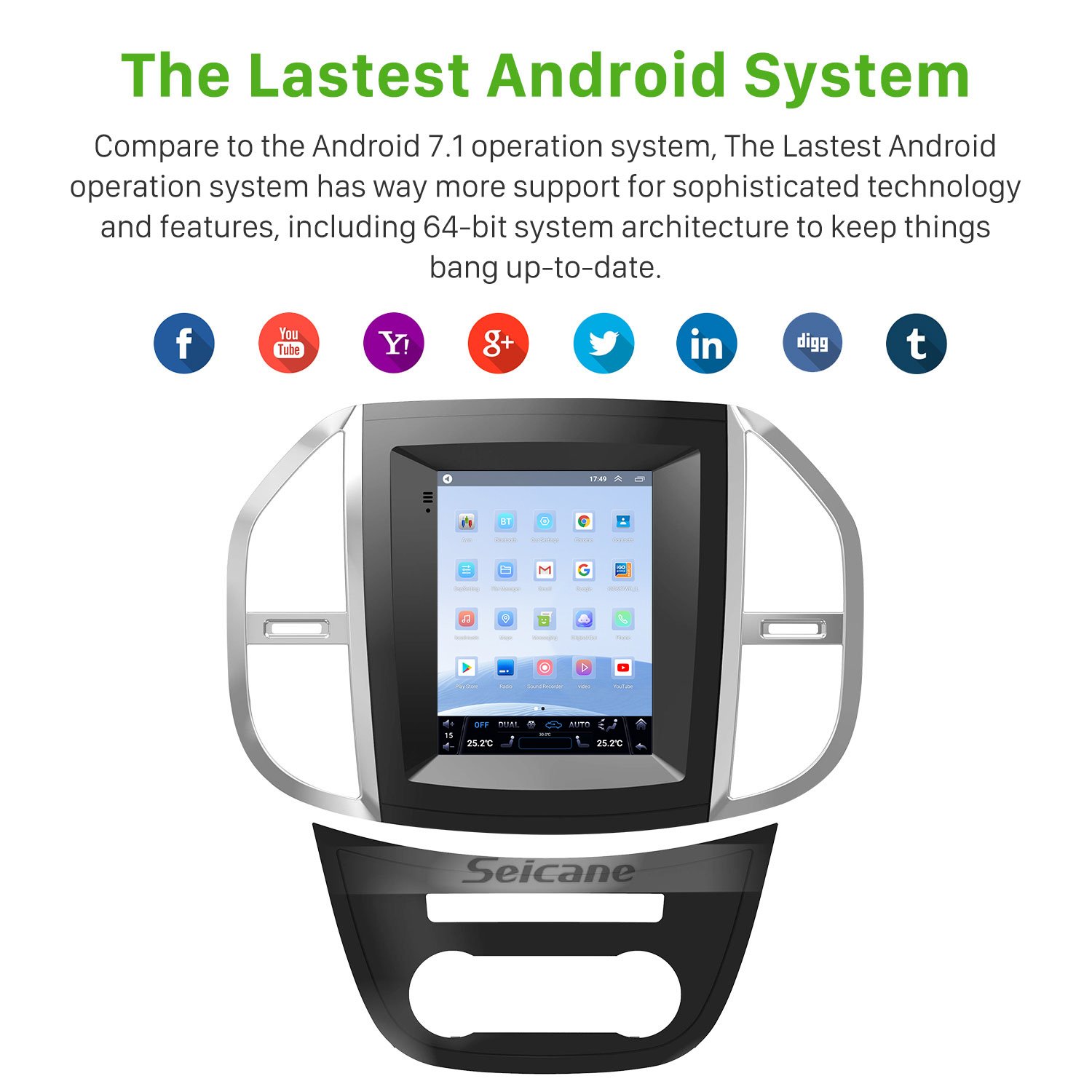 OEM Android 10.0 for Mercedes Benz Vito W447 2016 Radio with 9.7 inch HD Touchscreen GPS Carplay support TPMS DVR
