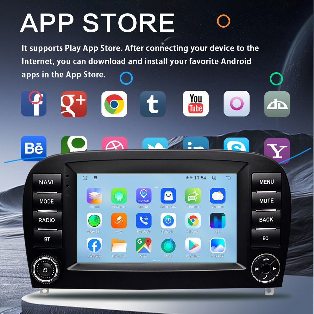Android 13 car radio multimedia video player wireless carplay auto suitable for Mercedes Benz SL R230 SL350/500/55/600/65 01-07