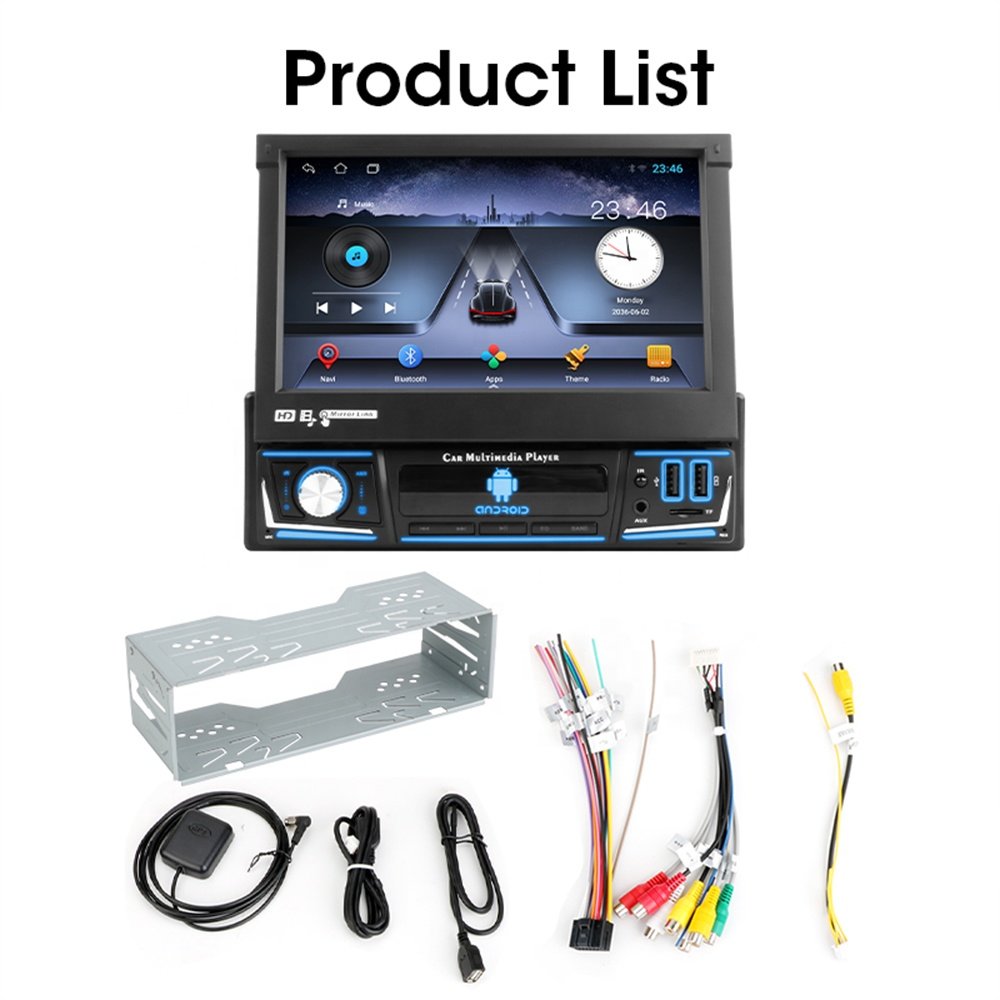Jmance 7 inch Single Din Android Car Stereo Retractable Multimedia automatic telescopic auto radio carplay