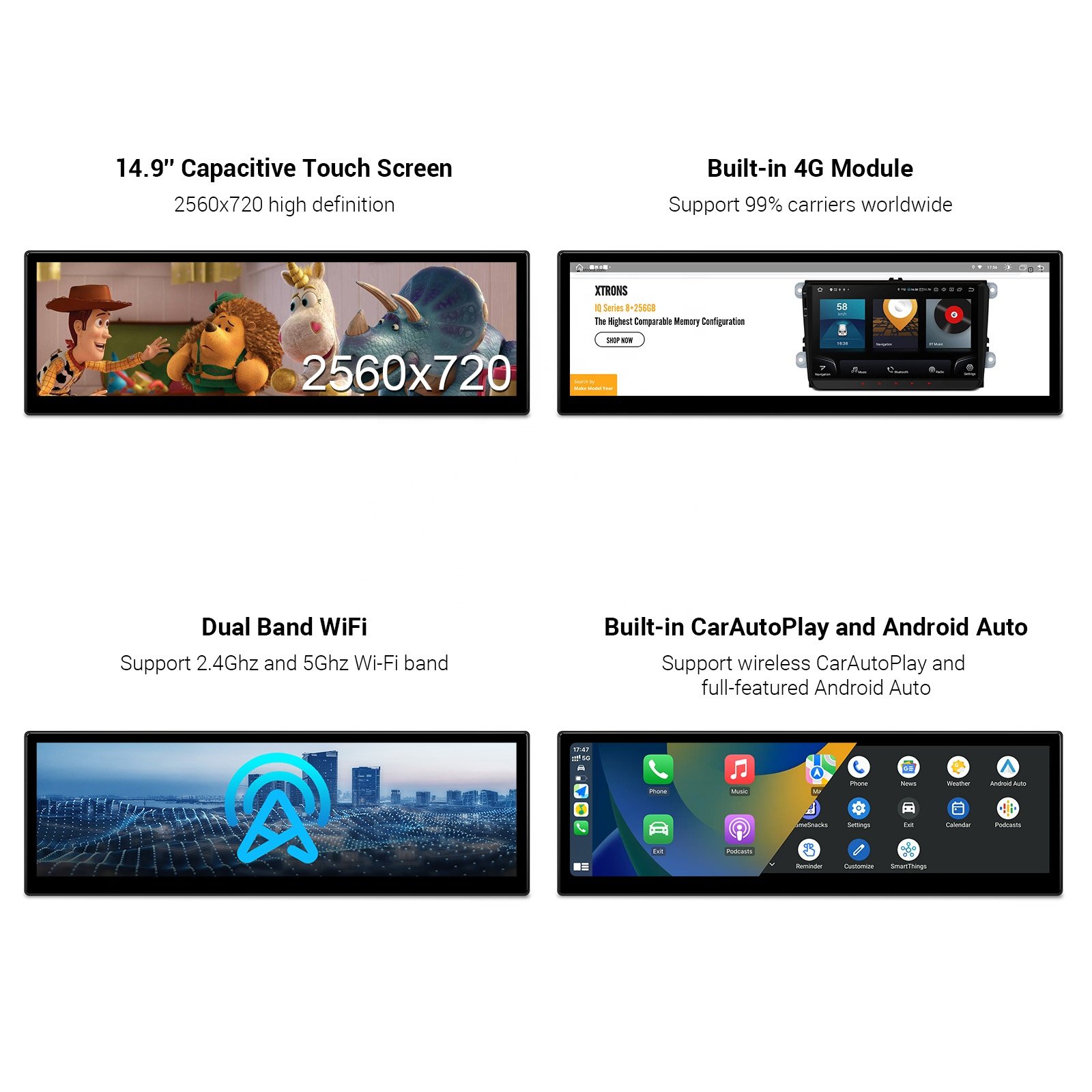 XTRONS 14.9 Inch 2560*720 Android 13 8Core 64GB Car Stereo Carplay 4G LTE Android Autoradio For BMW 5 Series E60-E62 2005-2008