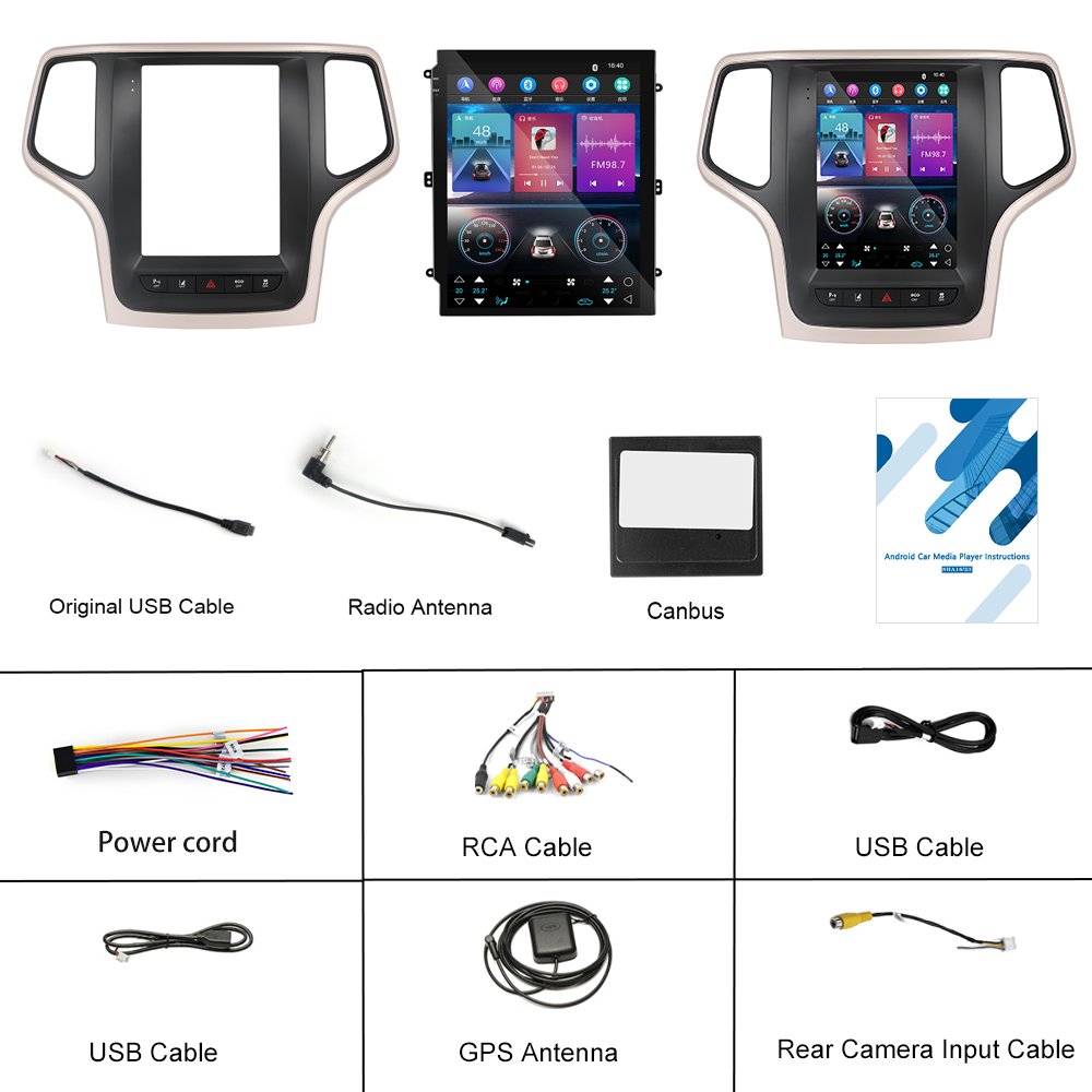 Podofo Android Car Radio 9.7'' Autoradio For Jeep Grand Cherokee 2014-2017 Left-hand Drive Carplay Android Auto GPS WiFi FM BT