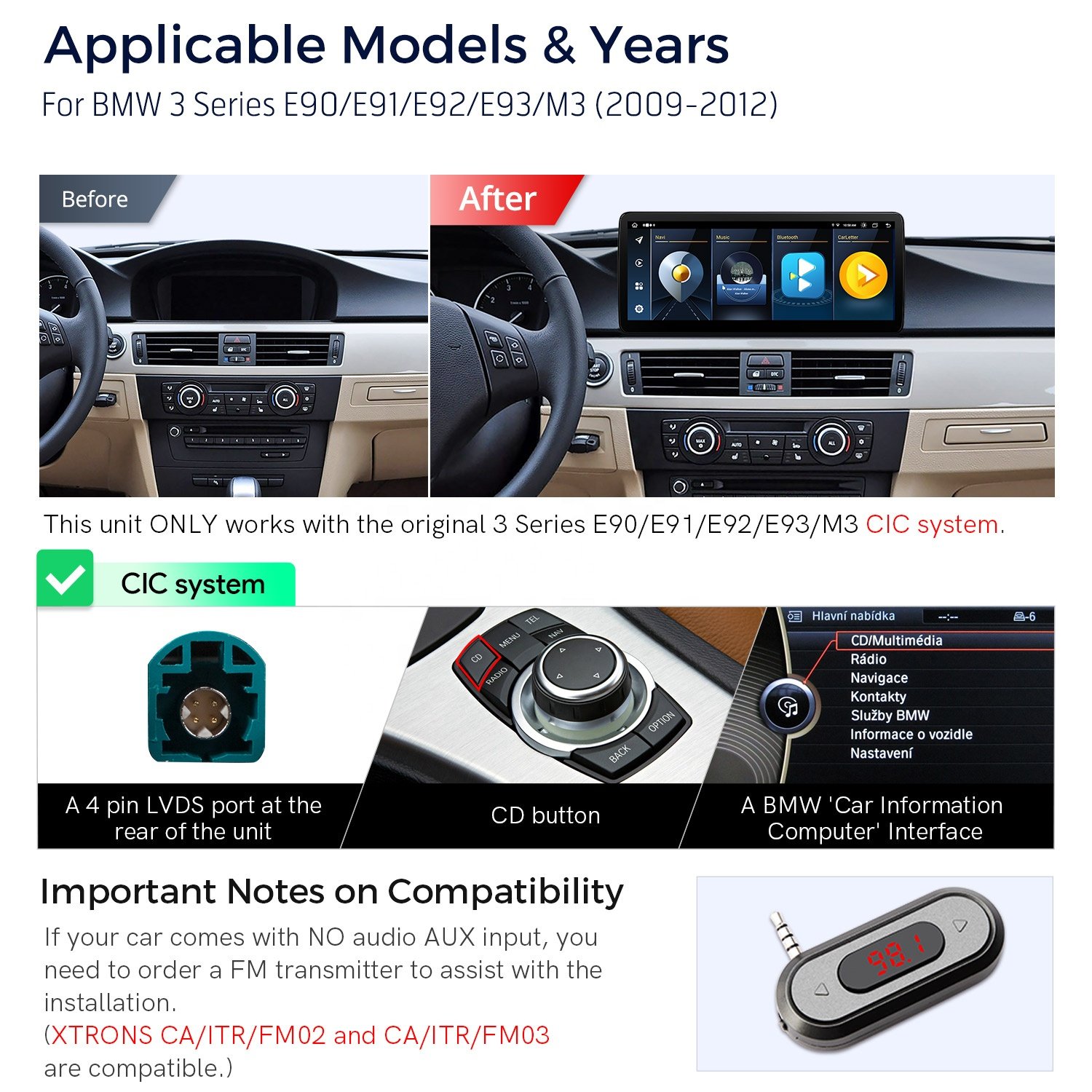 XTRONS 12.3" Android 13 8Core Car Radio For BMW 3 Series E90 E91 E92 E93 M3 2004-2012 Carplay AndroidAuto 4G LTE Car Stereo