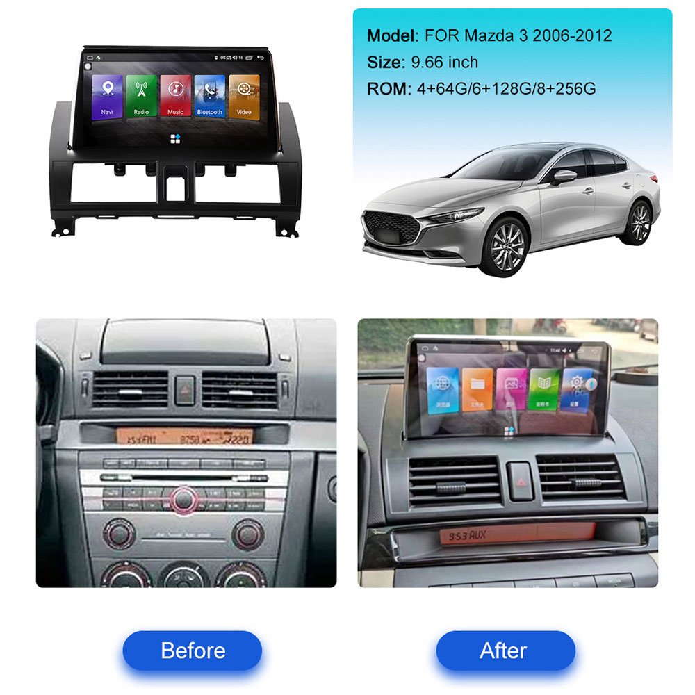 For Mazda 3 2003-2009 Android 10 6GB+128 Car GPS Navigation Auto Stereo Multimedia Player Headunit Radio Tape DVD Video