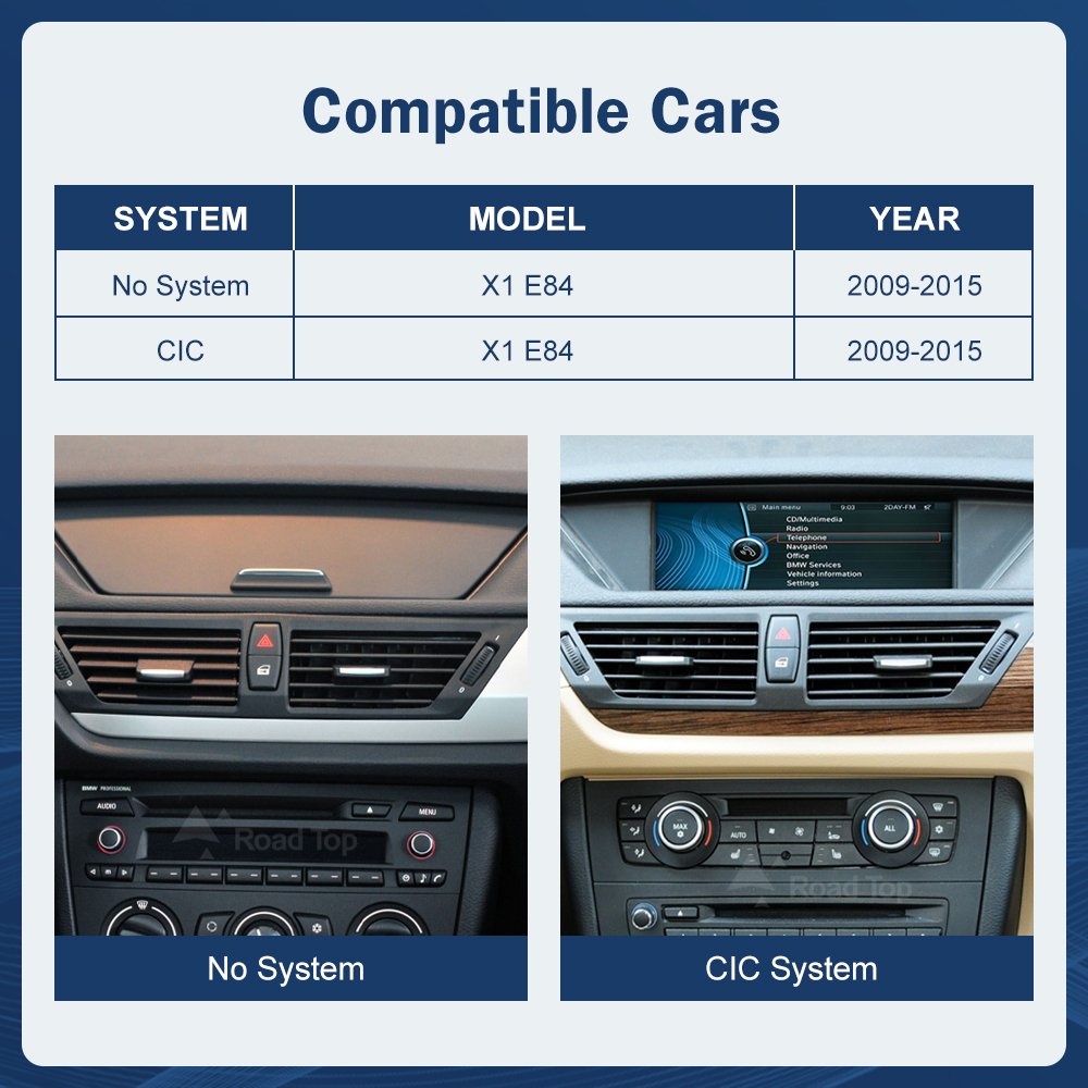 Road Top Stereo GPS Navigation Video Player Car Radio Linux Carplay Screen For BMW X1 E84 2009-2015 CIC / Without Screen