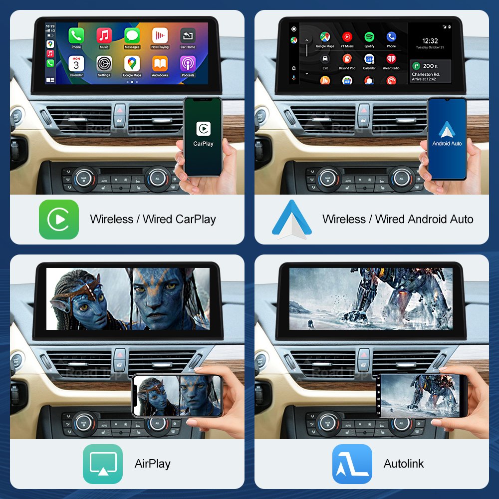 Road Top Stereo GPS Navigation Video Player Car Radio Linux Carplay Screen For BMW X1 E84 2009-2015 CIC / Without Screen