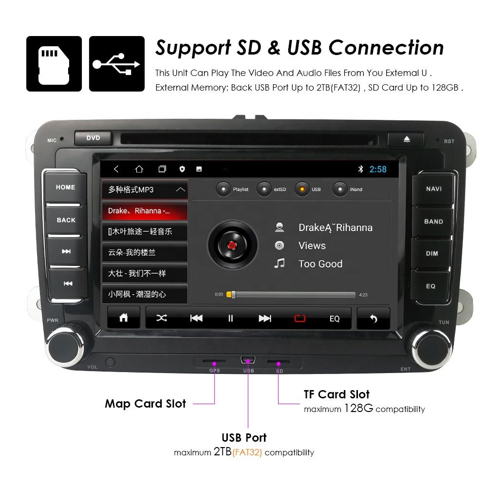 7 inch Car DVD Radio for VW Passat CC Golf B5 B6 Cabriolet Tiguan Jetta Polo Touran Android stereo GPS Navigation