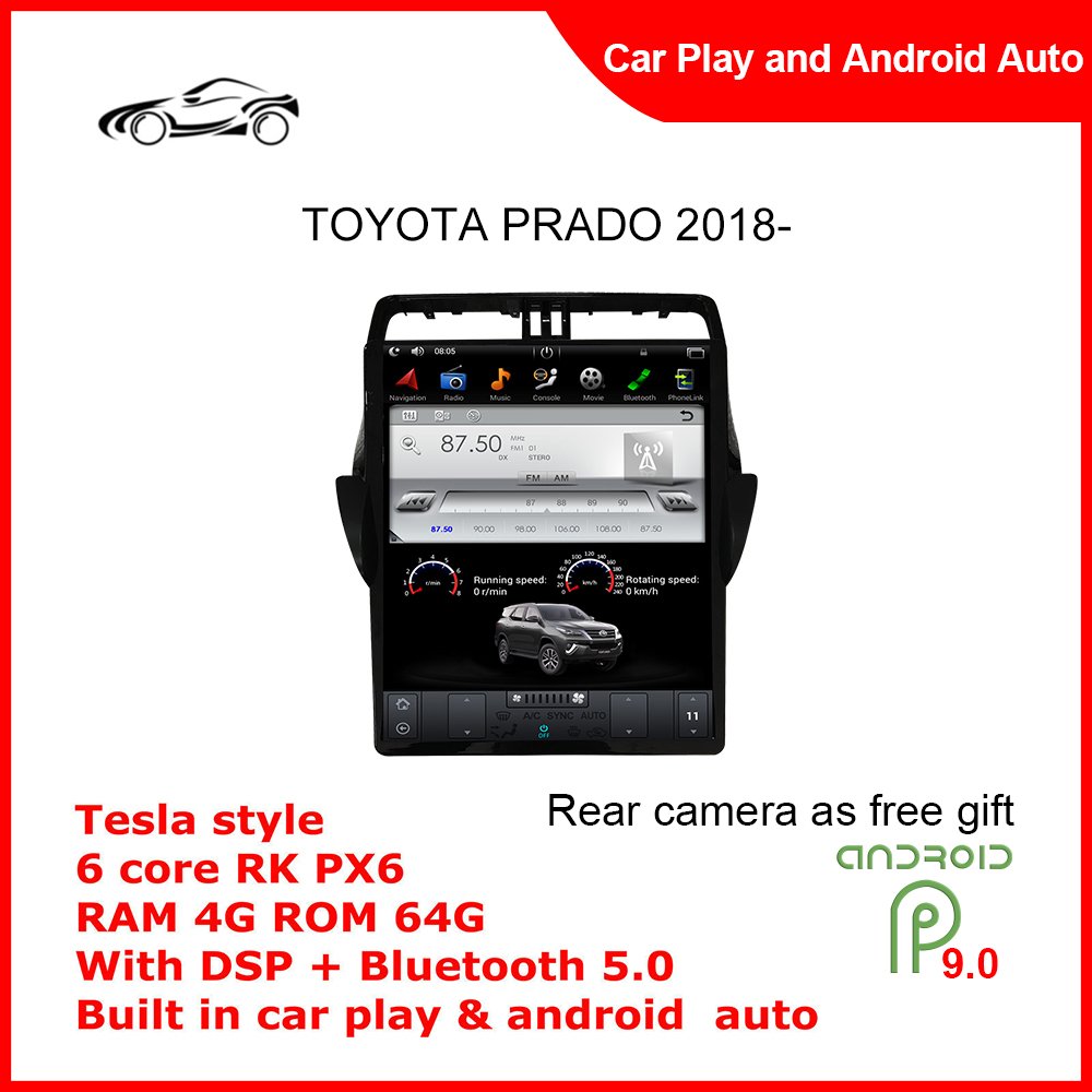 4G 64G With WIFI 17'' Car Screen Android 11 GPS Navigation Radio with HD Screen Car play Video Player for TOYOTA PRADO 2018-