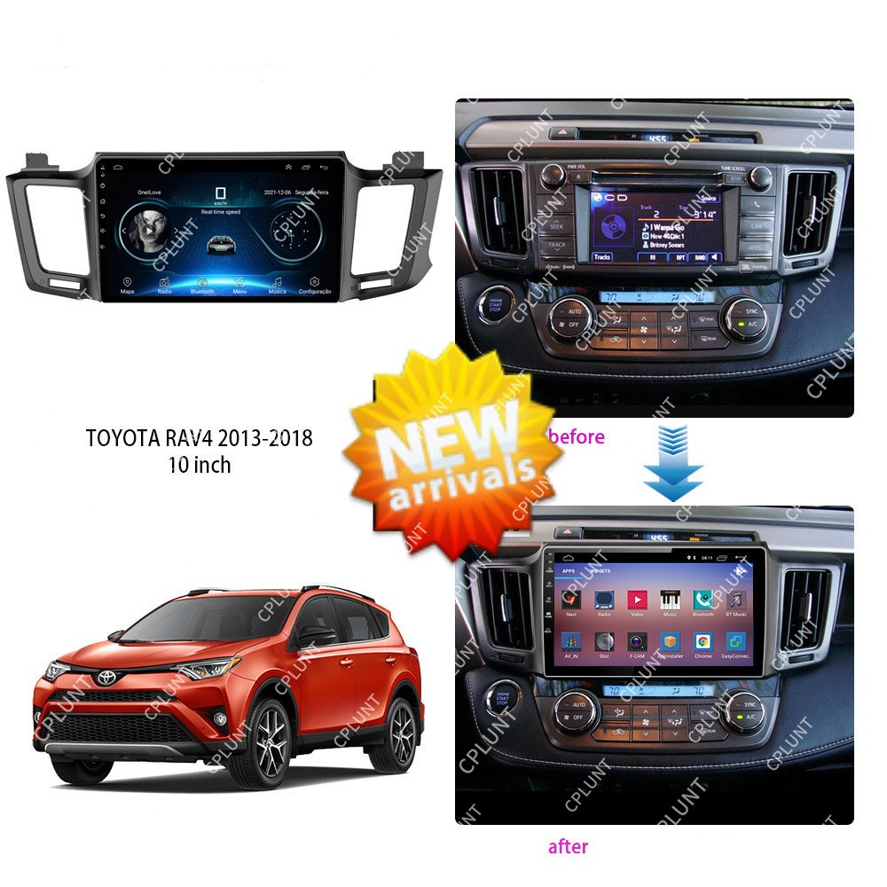 Car DVD Player Frame For TOYOTA RAV4 2013-2018 10INCH BLACK Android radio Farme stereo
