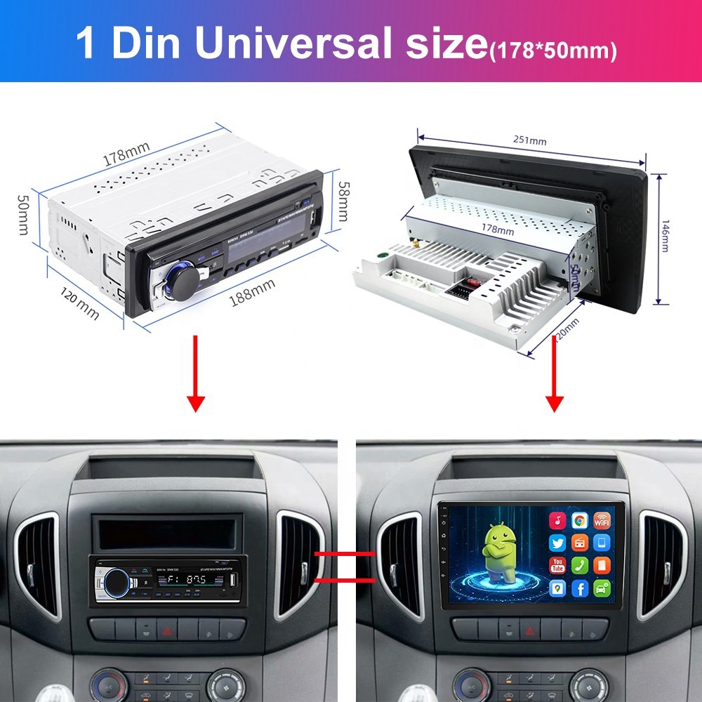 JYT 7/9/10 Inch Touch Screen Android 10 Car Radio IPS 1280*720 Android Auto Carplay GPS Navi Stereo Audio 1DIN Multimedia Player
