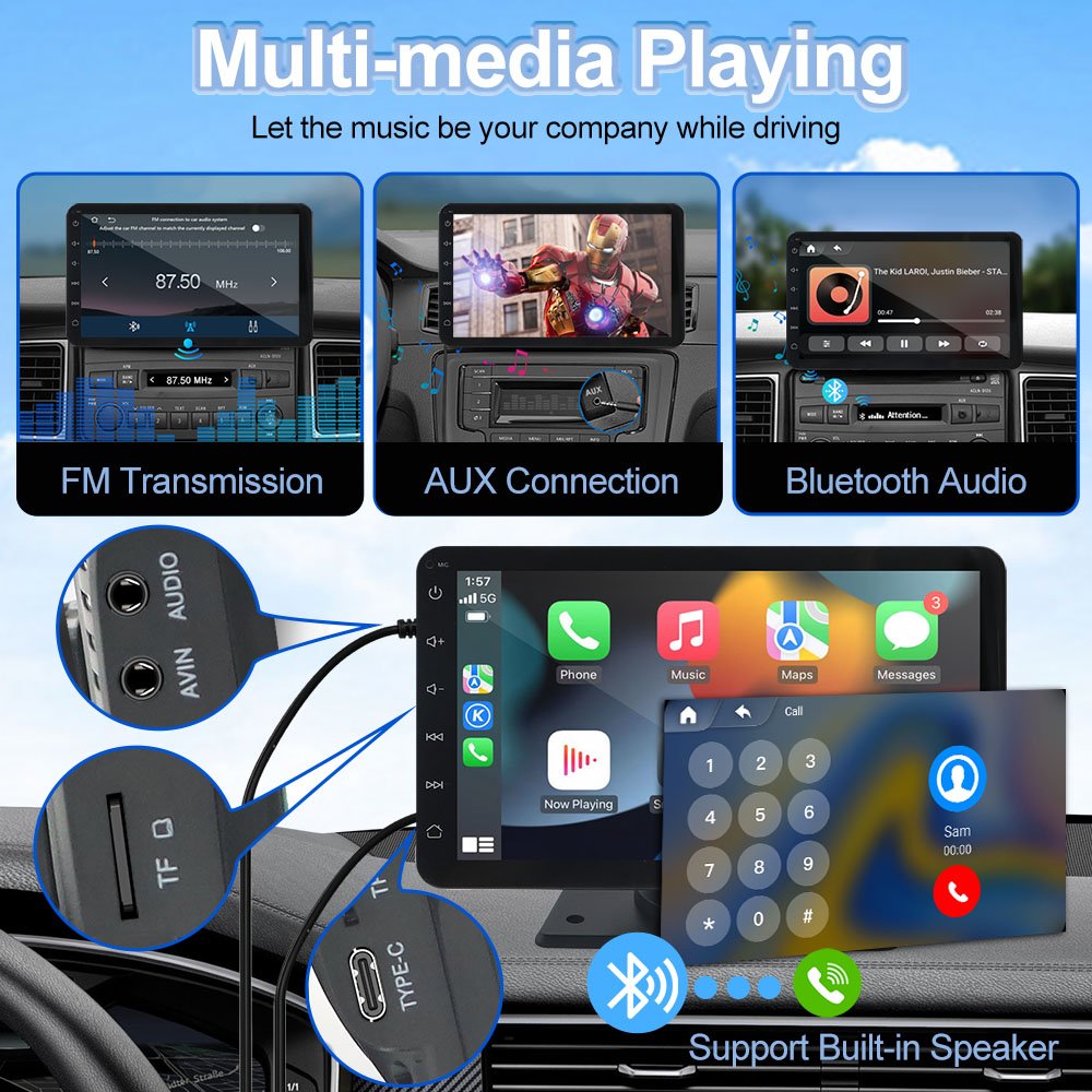 Factory Car Play 7 Inch Touch Screen FM AUX High Resolution Wireless CarPlay Android Auto Navigation GPS Car Radio for All Cars