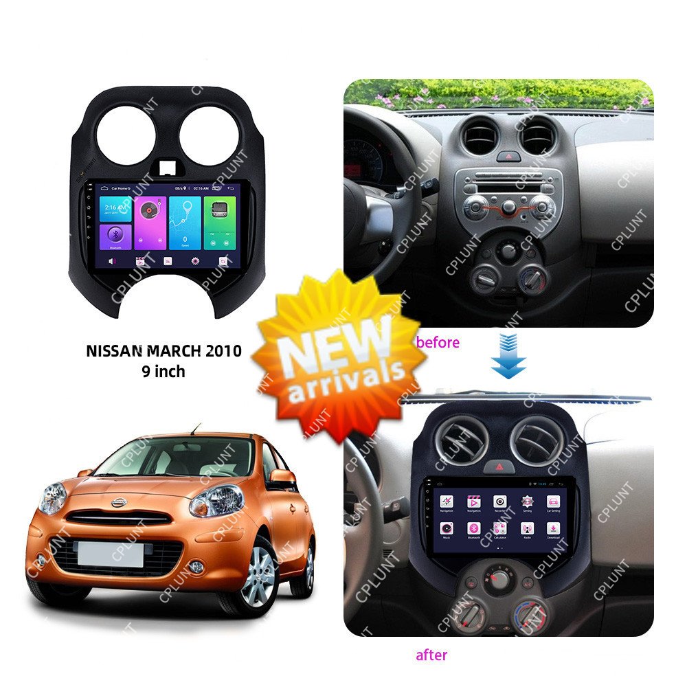 Car DVD Player Frame FOR NISSAN MARCH 2010-2017 9 inch Touch screen Android radio Farme stereo