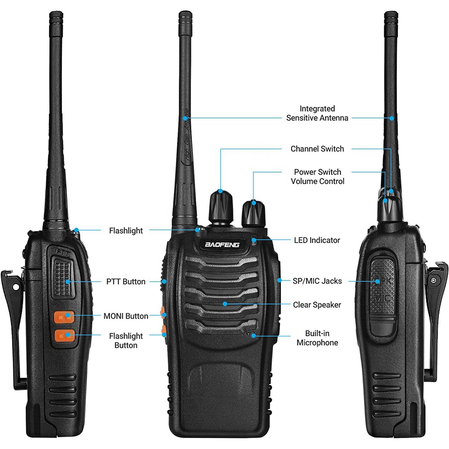 Two-way radio BF-888S handheld walkie-talkie outdoor call 3-5km long distance walkie-talkie