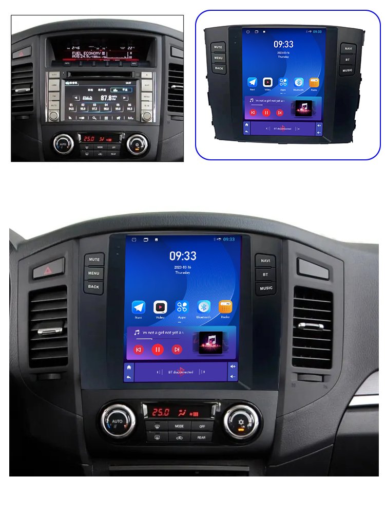 9.7 inch tesla Touch Android 2 din car radio For Mitsubishi Pajero 2006-2014 Wireless Carplay auto radio GPS Navigation