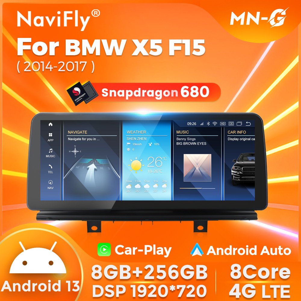NaviFly Snapdragon 680 Android 13 8+256GB car stereo for BMW X5 F15 support split screen Android auto