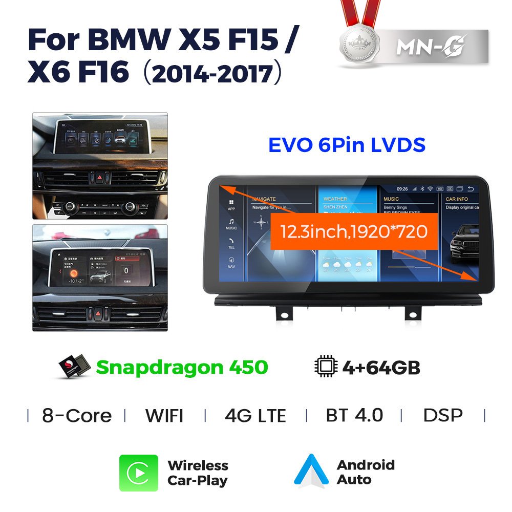 NaviFly Snapdragon 680 Android 13 8+256GB car stereo for BMW X5 F15 support split screen Android auto
