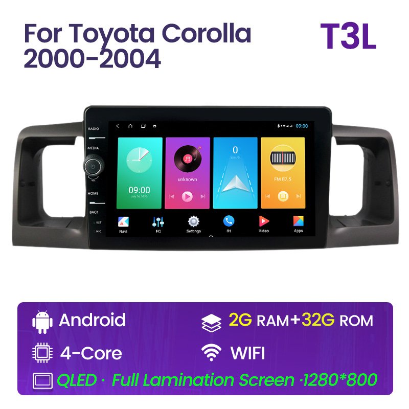 MEKEDE For Toyota Corolla 2000 2001 2002 2003 2004 1280*800P QLED Screen Car Stereo Radio Audio GPS Navigation DVD Video Player