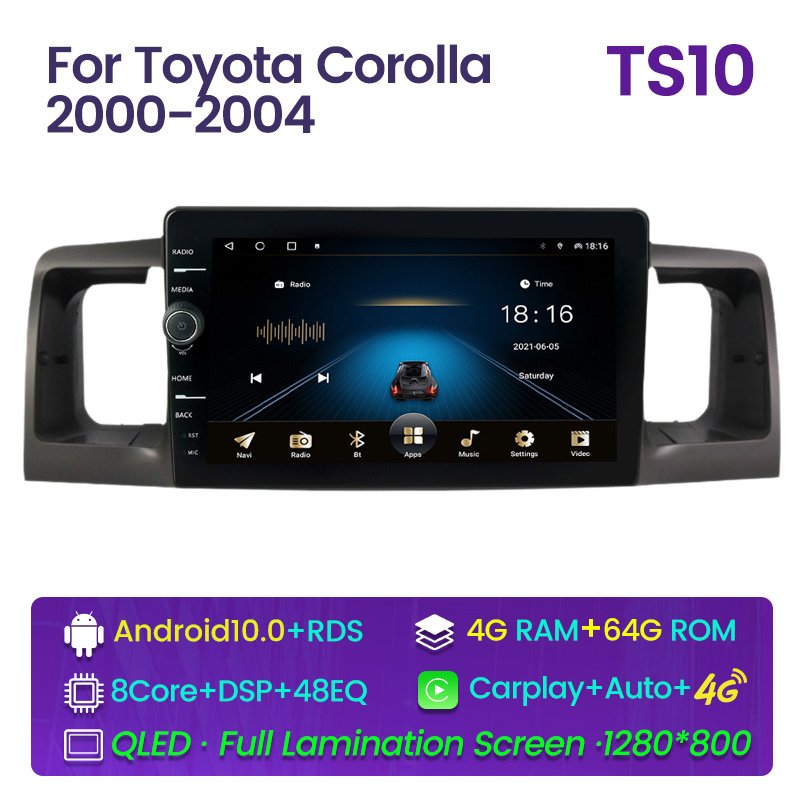 MEKEDE For Toyota Corolla 2000 2001 2002 2003 2004 1280*800P QLED Screen Car Stereo Radio Audio GPS Navigation DVD Video Player