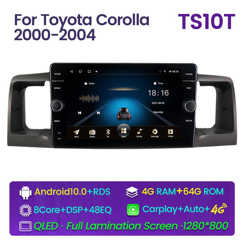 MEKEDE For Toyota Corolla 2000 2001 2002 2003 2004 1280*800P QLED Screen Car Stereo Radio Audio GPS Navigation DVD Video Player
