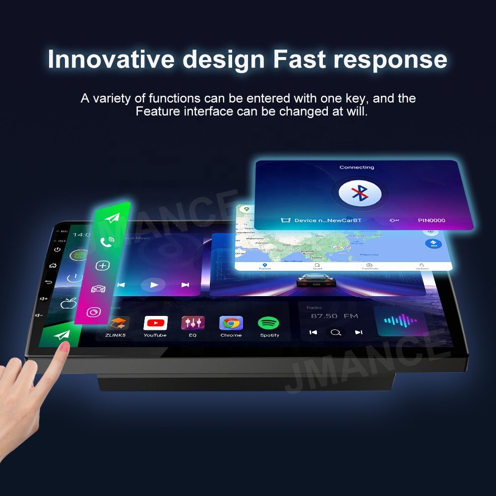 Jmance 9inch 1280*720 IPS 4+64GB 4G Carplay Android Auto Car stereo and audio 2 din gps navigation