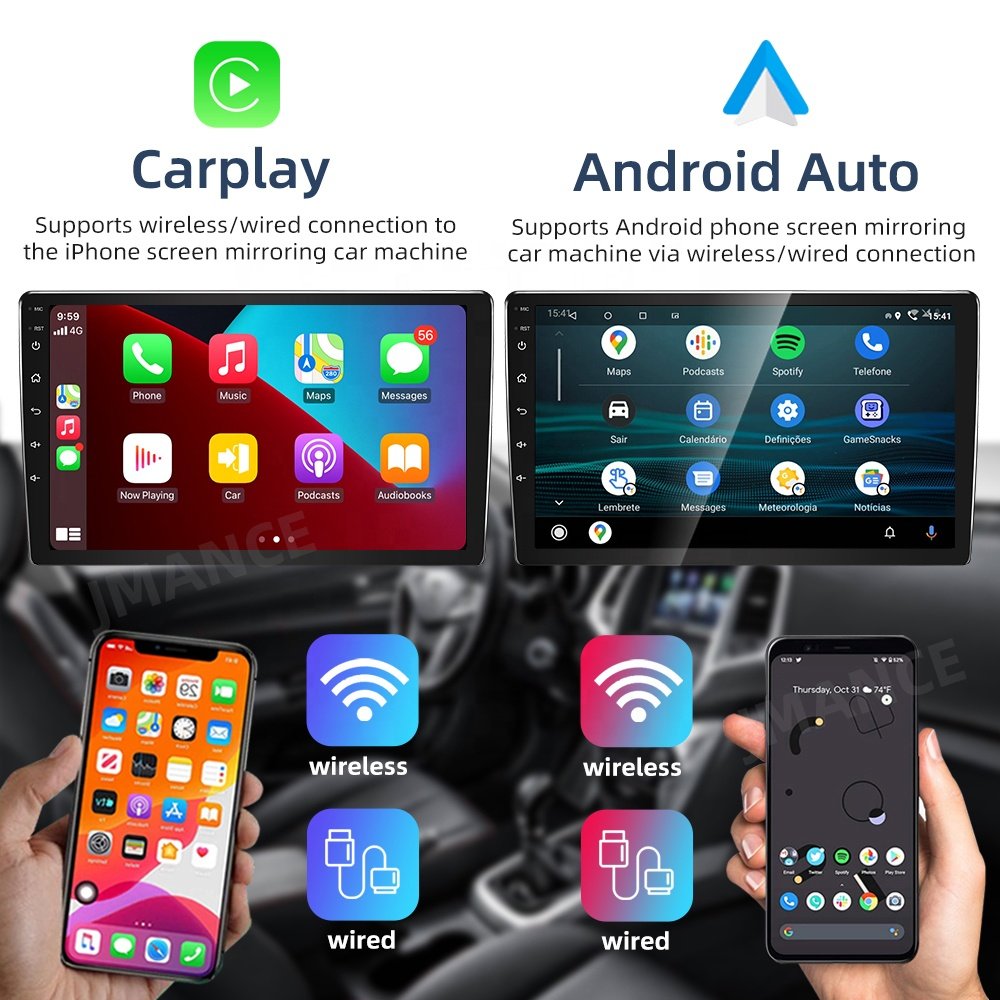 Jmance 9inch 1280*720 IPS 4+64GB 4G Carplay Android Auto Car stereo and audio 2 din gps navigation