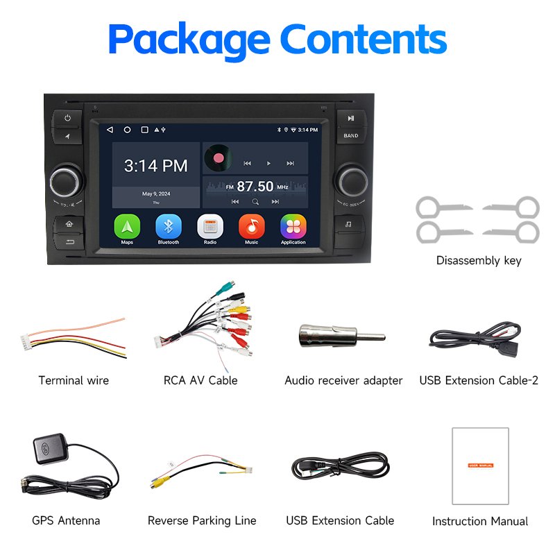 7" Ford Transit 2 Din Android Car Radio Multimedia Wireless GPS WIFI DSP BT Android Auto Radio DVD Stereo Multimedia