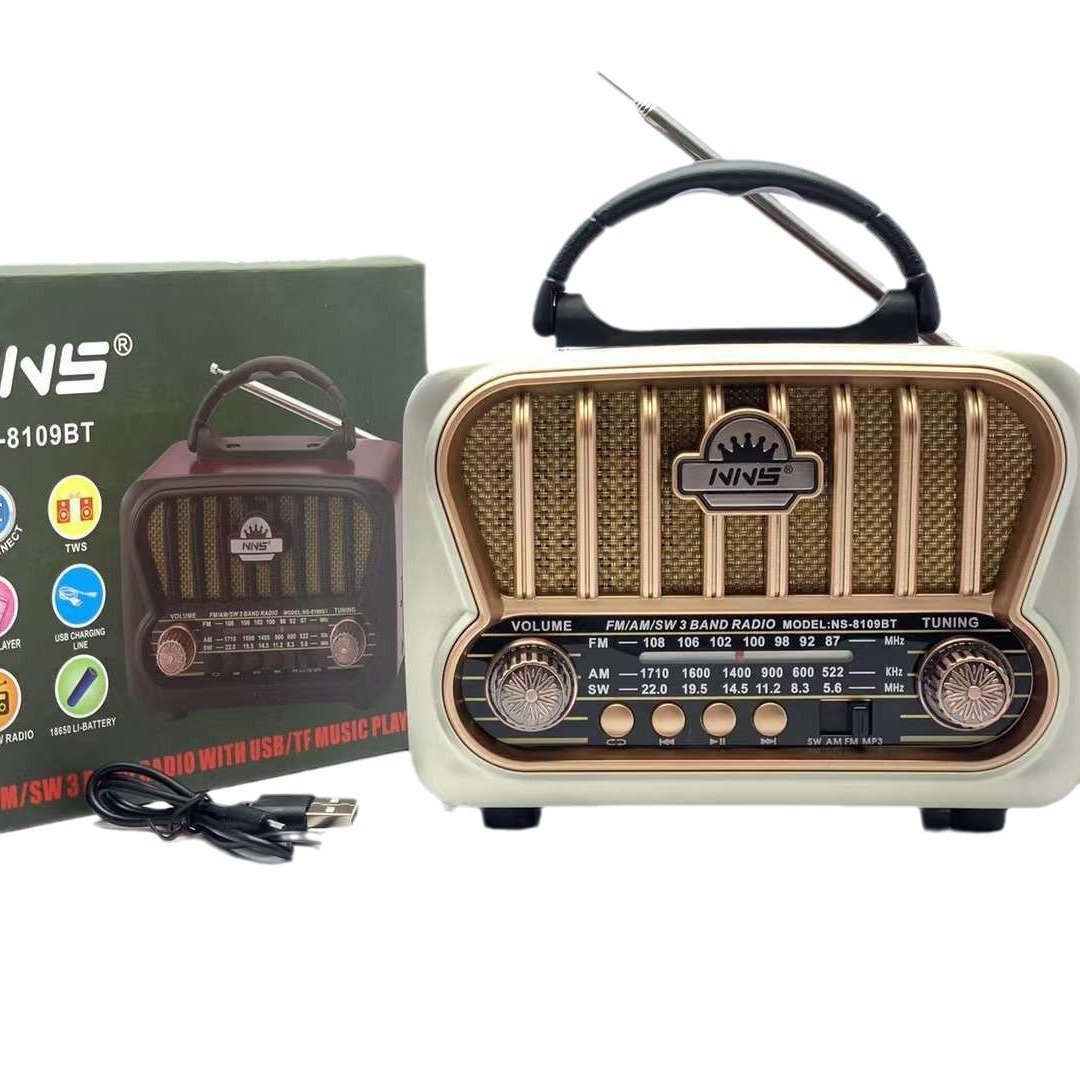 Redwingy NS8109BT Retro Radio Solar Am Fm Multiband Retro Style Radio Blutooh Speakers Portable Audio Player World Radio