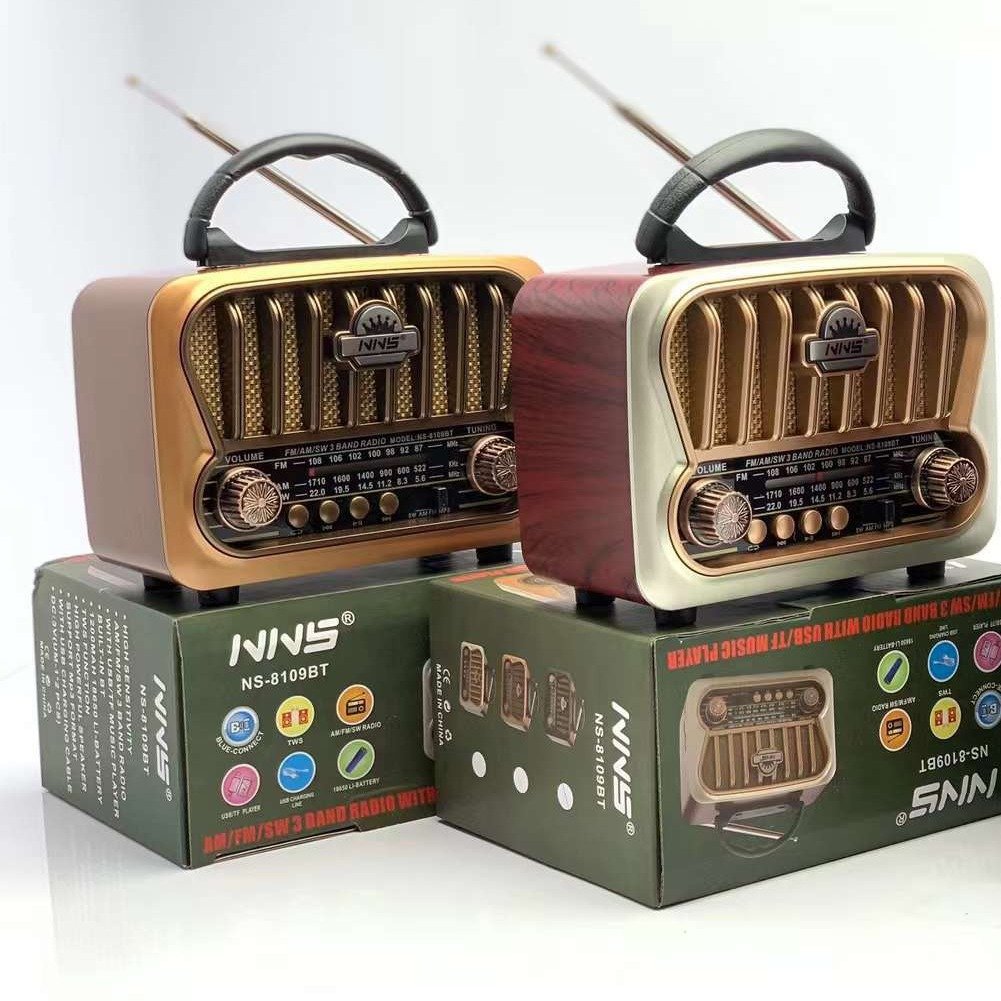 Redwingy NS8109BT Retro Radio Solar Am Fm Multiband Retro Style Radio Blutooh Speakers Portable Audio Player World Radio