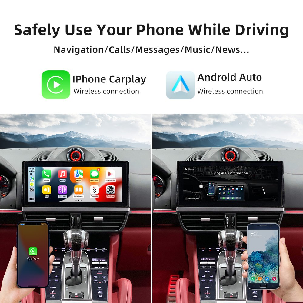 12.3" Car Stereo Radio GPS Navigation for Porsche Cayenne 2010-2017 Touch Screen Android WiFi Carplay Stop Watch AC Panel kits