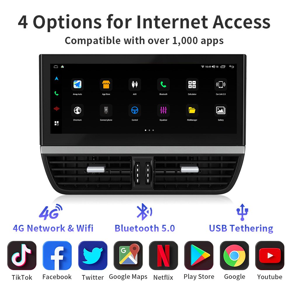 12.3" Car Stereo Radio GPS Navigation for Porsche Cayenne 2010-2017 Touch Screen Android WiFi Carplay Stop Watch AC Panel kits