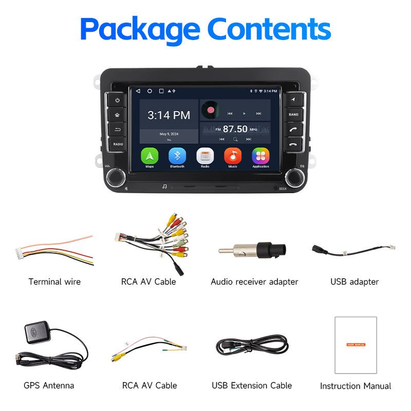7inch Android screen Volkswagen/VW/PASSAT/POLO/GOLF FM AM BT Video output Car Multimedia Player Carplay Android