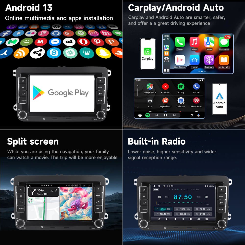 7inch Android screen Volkswagen/VW/PASSAT/POLO/GOLF FM AM BT Video output Car Multimedia Player Carplay Android