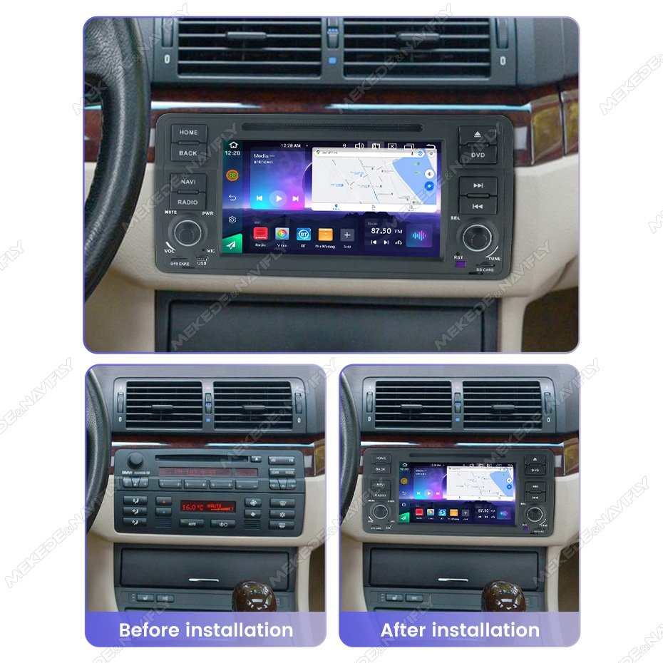 Mekede Android Auto car radio 7inch player support WiFi BT GPS map 4G LTE for Universal bmw e46 with CD DVD