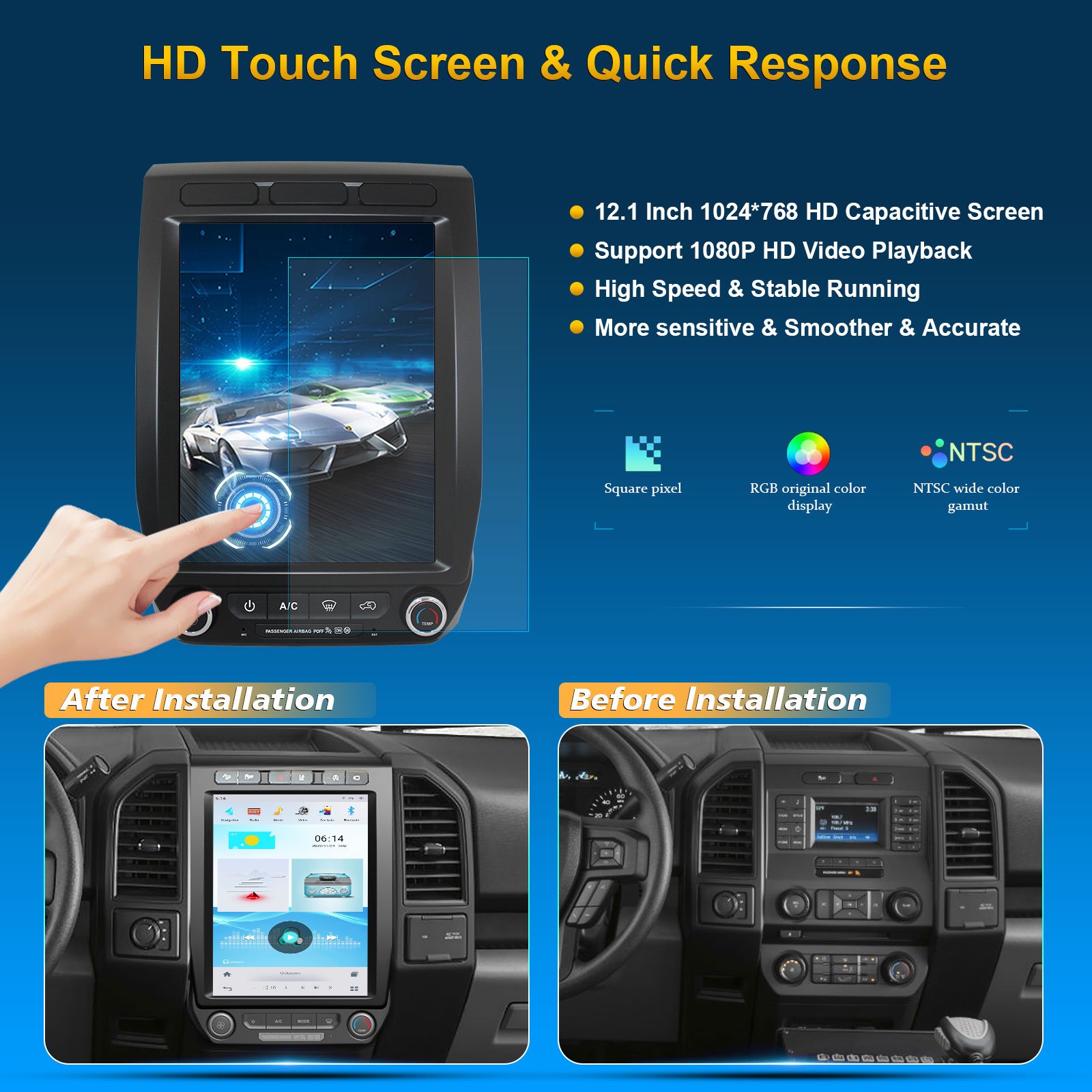 Top Sales 12.1 Inch Auto Radio For Ford F150 /Raptor 2015-/2018- High Version Car Stereo Multimedia Navigation GPS Video Player
